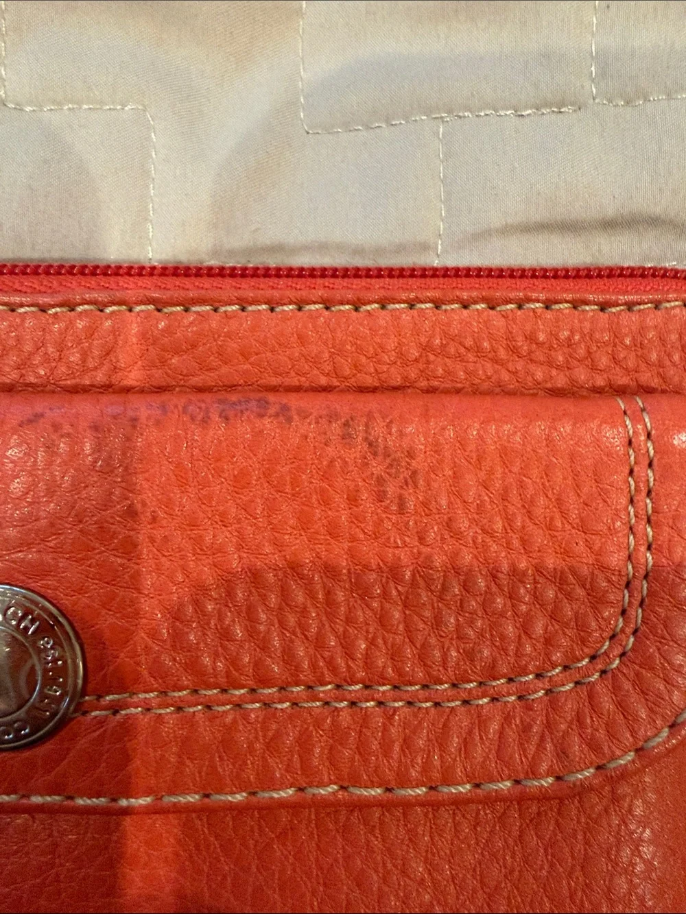 Coach Hamilton Pebbled Leather Flap Wristlet in Geranium Coral